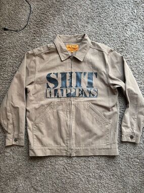 FTP All Over Print Work Jacket Tan Size [Small] Streetwear Full Zip Coat